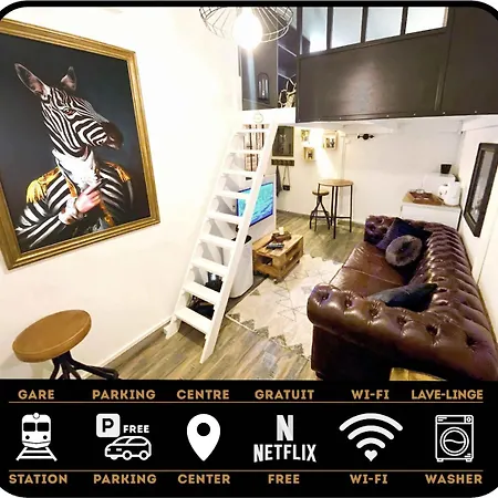 L'intimiste A Lo - Atypique - Duplex Prive Equipe - Gare - Centre - Parking Gratuit - Entree Autonome - En Mezzanine - Wifi - Netflix - Lave-linge Lägenhet *